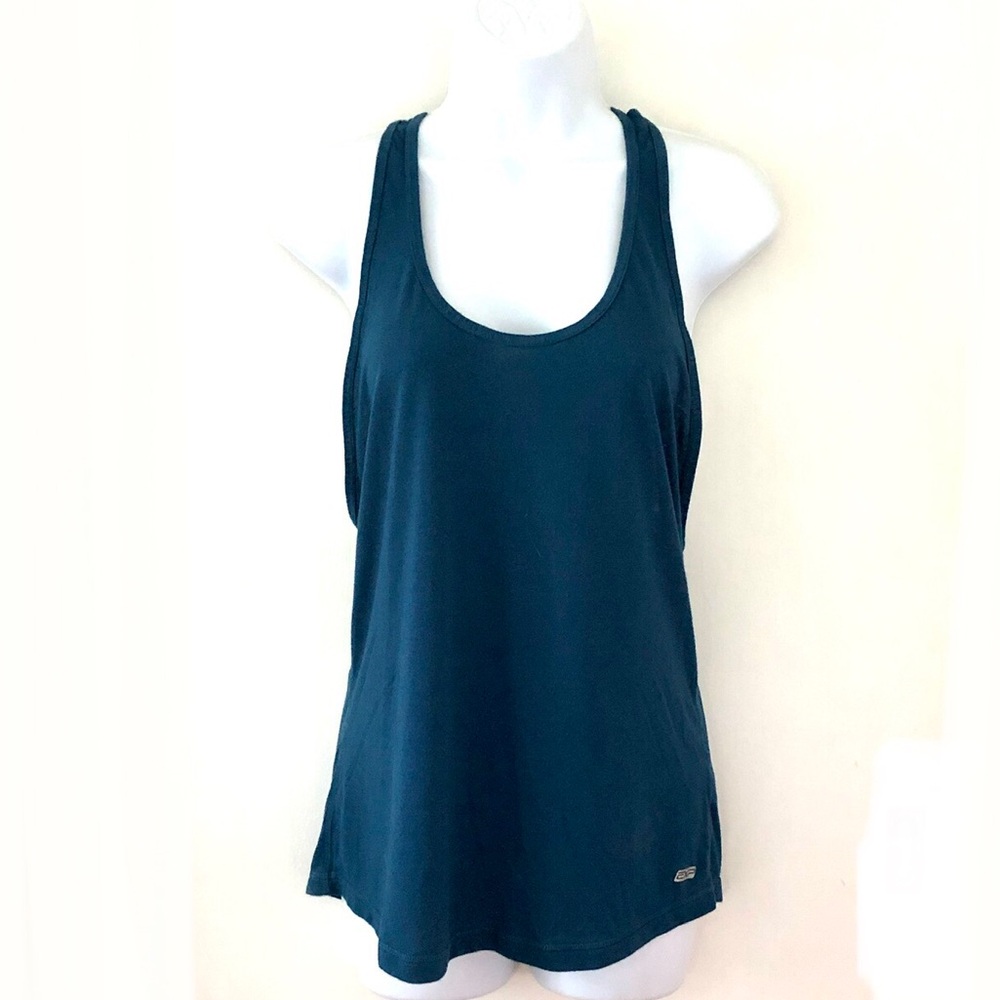 Express EXP Core Teal Strappy Lattice Back Performance Workout Tank Top Small